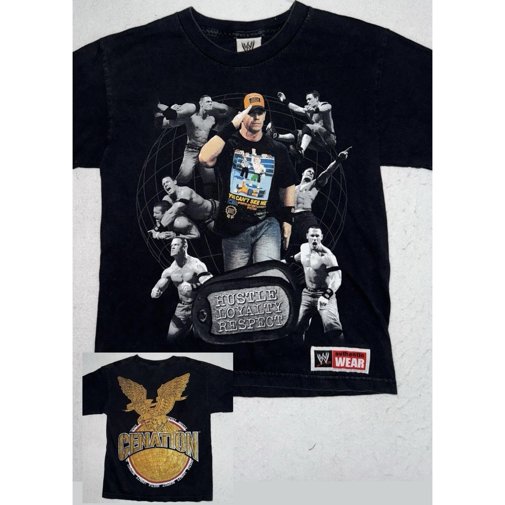 Vintage WWE John Cena Shirt Youth XL / Adult Small Cenation Double‎ Sided Y2K
